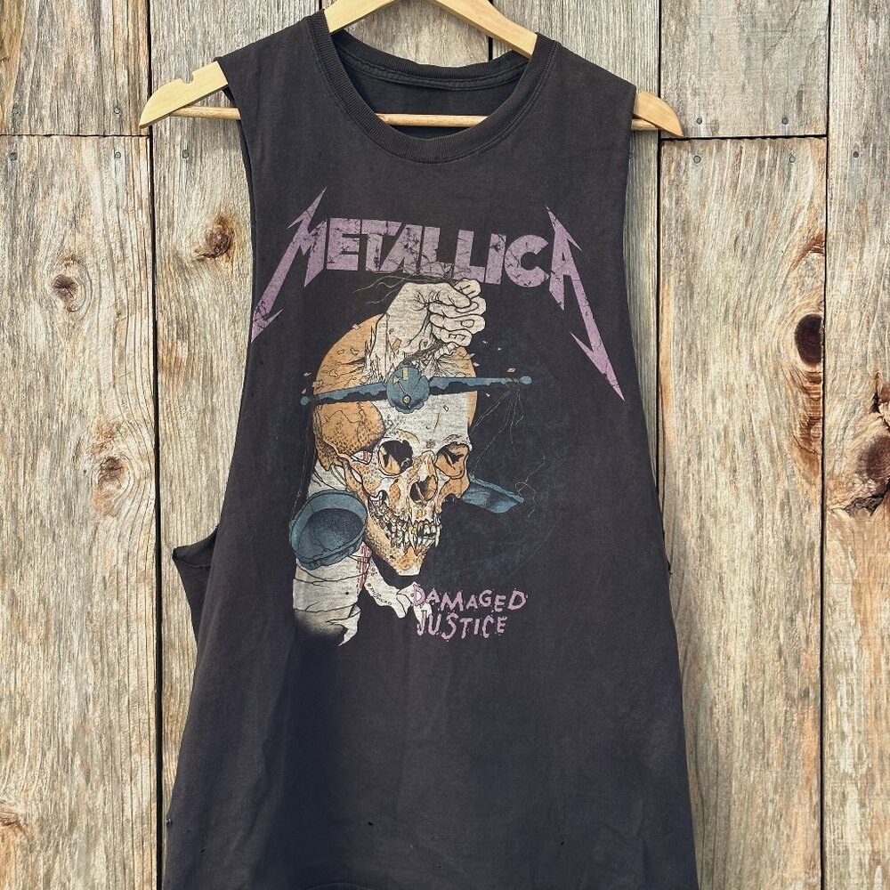 Vintage Thrashed Worn Damaged Justice Oversized Sleeveless t shirt RARE